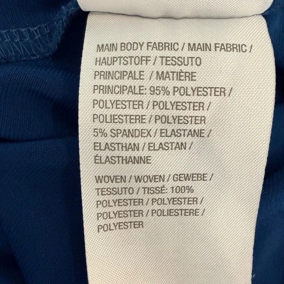 Susan Graver Teal Blue Tie Neck Mixed Media Chiffon Hem Tunic Top XL - Picture 7 of 7